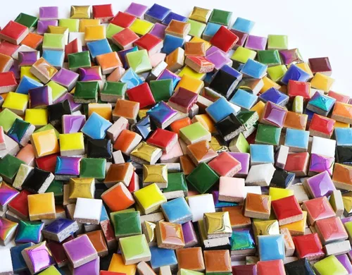Miniatura 6 de Lanyani 784 Piezas de Azulejos de Mosaico de Cerámica Cuadrados Pequeños Coloridos para Manualidades, Láminas de Piezas de Porcelana Esmaltadas