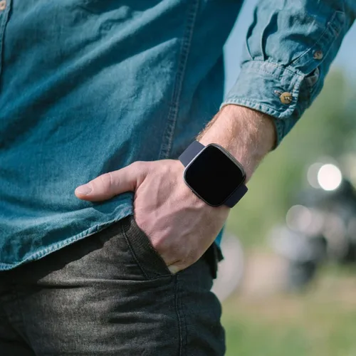 Miniatura 5 de AK Correas de silicona compatibles con Fitbit Versa 2, correas clásicas suaves de repuesto para reloj inteligente Fitbit Versa (azul abismo)
