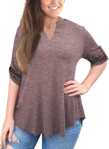 Miniatura 3 de a.Jesdani - Blusas de manga 34 que se enrollan, con cuello en V, diseño tipo túnica, talla extragrande para mujer