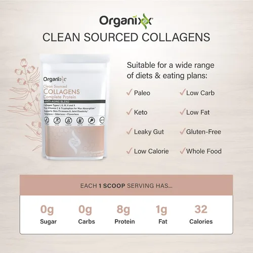Miniatura 4 de Organixx Colágenos de origen limpio (20 porciones) y paquete Multi-Vita-Maxx (90 cápsulas), proteína con vitamina C y zinc más multivitamínico