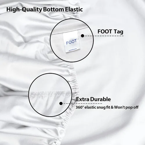 Miniatura 5 de Paquete de 2 sábanas bajeras de algodón puro tamaño individual XL para cama ajustable tamaño King dividido, 600 hilos, bolsillo profundo de 16 Blanco