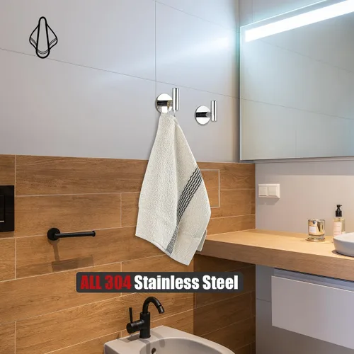 Miniatura 5 de JQK ATH110-CH-P2 - Gancho de pared autoadhesivo para toallas, cromado, sin taladro, para baño, cocina, garaje, paquete de 2, acero inoxidable 304