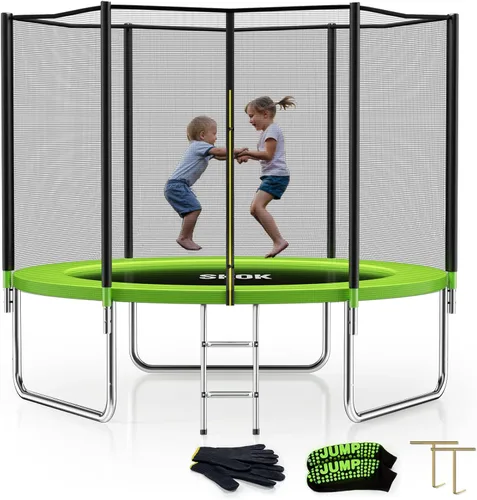 SKOK Trampolín para niños, trampolín al aire libre de 400 libras con red aprobada por ASTM para niños y adultos Manzana Verde (Apple Green)