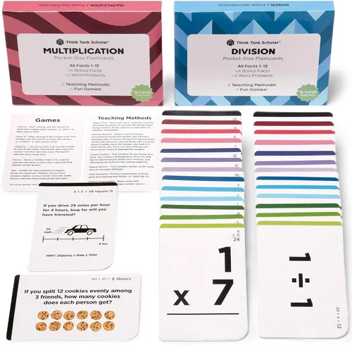 Miniatura 6 de Think Tank Scholar 335 tarjetas flash de multiplicación y división (ganadoras de premios) 1 hecho por tarjeta con ayudas visuales - Todos los hechos