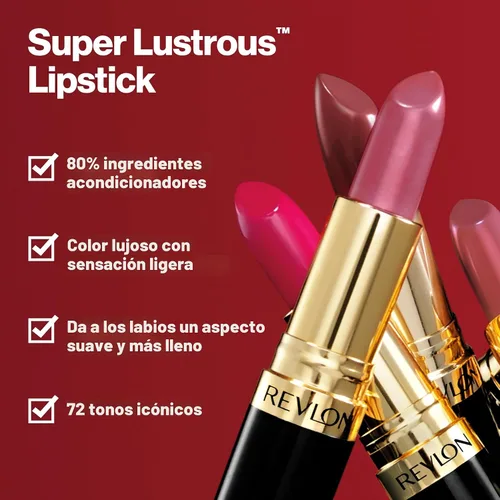 Miniatura 4 de Revlon Super Lustrous Labial con vitamina E y aceite de aguacate, kit de regalo 3 unidades (420 Blushed - Pearl, 205 Champagne on Ice - Pearl)