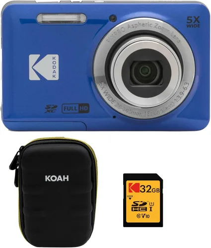 KODAK PIXPRO Friendly Zoom FZ55-BL - Cámara digital de 16 MP con zoom óptico 5X, gran angular de 1.102 in y pantalla LCD de 2.7 pulgadas (azul)