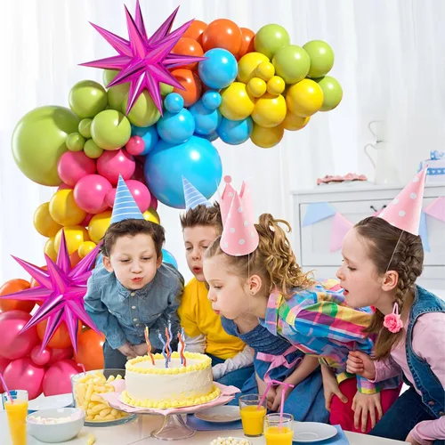 Miniatura 6 de Arco de globos de color verde, azul, amarillo y naranja, guirnalda de globos de arcoíris con globos de látex rosa, rojo, amarillo, naranja, azul