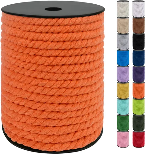 Miniatura 13 de JeogYong Cordón de macramé de 8mm, cuerda de lana de macramé de algodón natural de 131 pies, cordón de algodón trenzado de 3 hebras, hilo de macramé