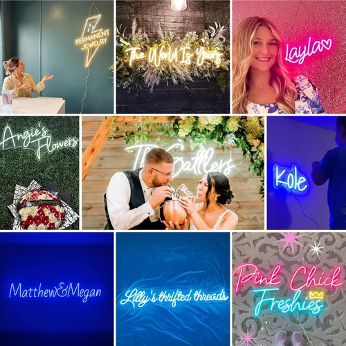 Miniatura 2 de Letrero de neón LED personalizado, regulable, luz de neón personalizada para decoración de pared de dormitorio, boda, fiesta de cumpleaños, bar