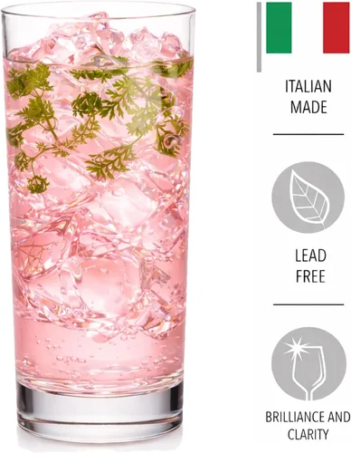 Miniatura 3 de Godinger Highball - Vasos altos de vidrio hechos en Italia, juego de vasos de agua, vasos de cóctel, 14 onzas, juego de 4, fabricado en Italia