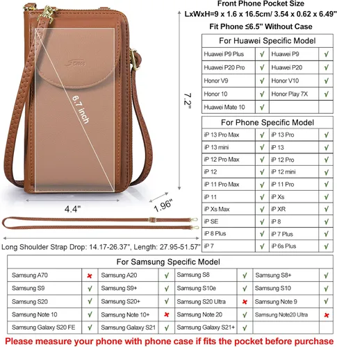 Miniatura 5 de S-ZONE Bolso de mano de cuero genuino para las mujeres bolso grande bolso de trabajo RFID bloqueo de cuero de la PU Crossbody teléfono bolso monedero