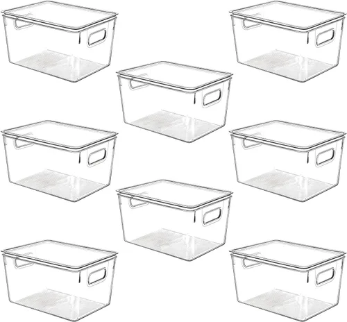 Miniatura 10 de Contenedores de almacenamiento de plástico transparente con tapas, perfectos para organización de cocina o organización y almacenamiento