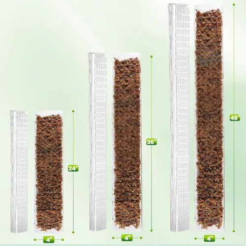 Miniatura 2 de EOX Paquete de 6 postes de musgo de plástico de 24 pulgadas x 2 + 36 x 2 + 48 pulgadas x 2 para Monstera, postes grandes en forma de D para plantas