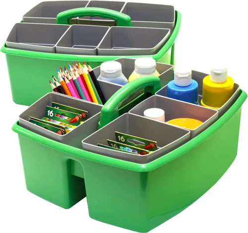 Storex, clasificador grande para manualidades para salón de clases con tazas, 13 x 11 x 6.575 pulgadas, verde, caja de 2 unidades (00983A02C)