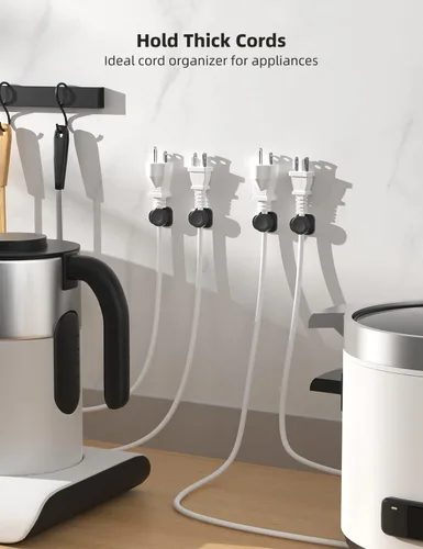Miniatura 6 de Soporte para cables, paquete de 6 clips magnéticos para organizar cables, organizador de cables para mesita de noche, soporte de cable de carga