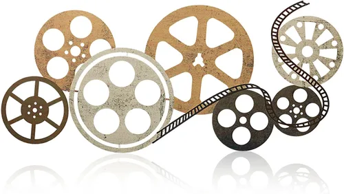 Moxweyeni Carrete de película de metal, arte abstracto de cine antiguo, decoración contemporánea, decorativo, carrete de película para decoración de
