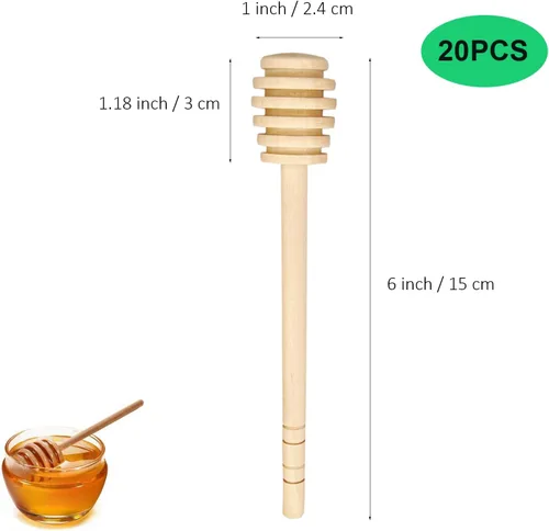 Miniatura 2 de Palo de madera para miel recolector dispensador para rociar mermelada portátil para bodas y fiestas (15cm, 20)