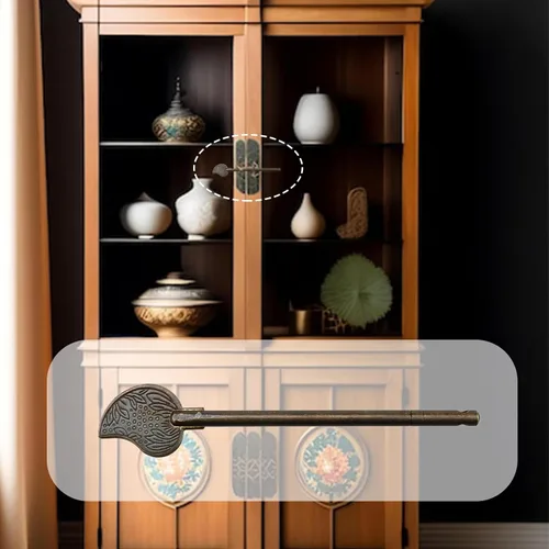 Miniatura 3 de Antrader Pasador de bloqueo de bronce, 4.3 in, forma de hoja de metal para el hogar, estilo retro, pestillo de llave de gabinete, pasador de bloqueo