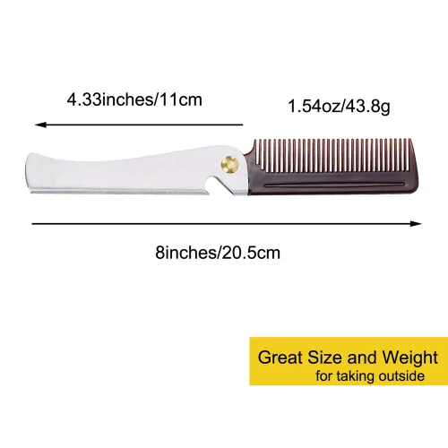 Miniatura 6 de Peine plegable de acero inoxidable, peine de bolsillo para hombres y mujeres, plateado