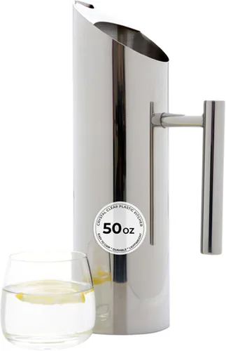 Miniatura 5 de Restaurantware Met Lux - Jarra de agua moderna de 33 onzas, 1 jarra de metal resistente a las abolladuras, con protector de hielo, mango integrado