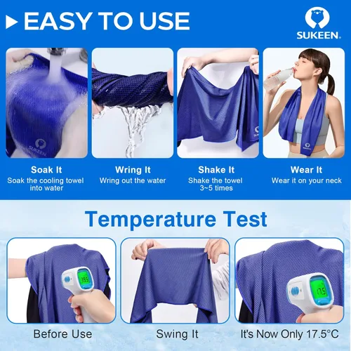 Miniatura 2 de Sukeen Paquete de 4 toallas refrescantes (40 x 12 pulgadas), toalla de hielo, toalla suave y transpirable, toalla de microfibra para yoga