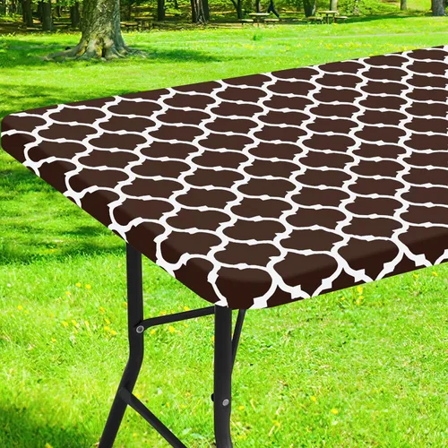 Miniatura 24 de Smiry Mantel cuadrado para mesa de pícnic, manteles de camping impermeables elásticos ajustables, protector de mantel de vinilo con respaldo de Gris