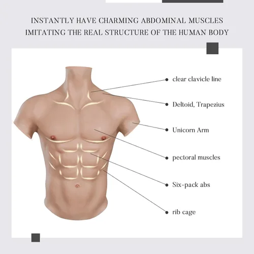 Miniatura 2 de BINIMOKOO Traje de silicona realista para el pecho masculino traje muscular falso traje muscular de silicona