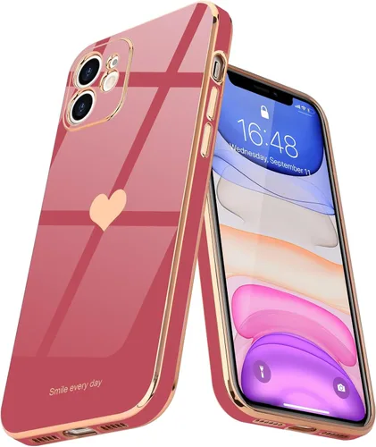 Miniatura 15 de Teageo Funda compatible con iPhone 11 para mujeres y niñas, lindo diseño de corazón de amor, lujoso brillante plateado, cubierta trasera suave, Azul