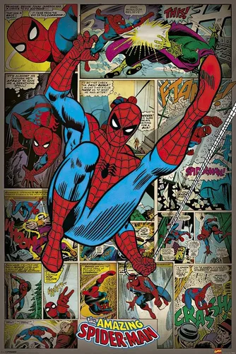 Miniatura 10 de The Amazing Spider-Man - Póster impreso de Marvel Comics (estilo retro, montaje cómico) (tamaño: 24 x 36 pulgadas) (póster laminado)