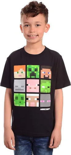Miniatura 3 de Minecraft Big Boys Box Figures Creepers - Camiseta de manga corta con cuello redondo color negro