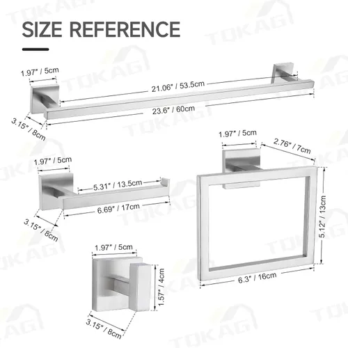 Miniatura 6 de TQKAG Juego de 5 piezas de accesorios de baño de níquel cepillado clásico montado en la pared de acero inoxidable SUS304 juego de accesorios de baño