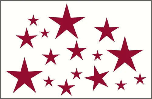 Vinilo adhesivo de pared Variety Star, 16 unidades, 2 a 8 pulgadas, despegar y pegar por Wall Décor Plus Plus, color rojo