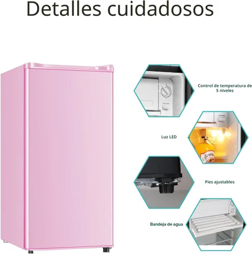 Miniatura 3 de Saeoola - Mini refrigerador con congelador, puerta única de 3.1 pies cúbicos, mini refrigerador compacto, luz LED, termostato ajustable, estantes