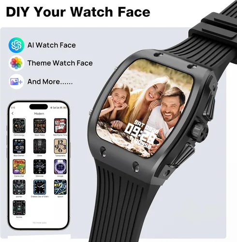 Miniatura 2 de Relojes inteligentes para hombre, reloj inteligente con pantalla táctil cuadrada HD de 1.76 pulgadas, monitor de frecuencia cardíaca, SpO2/sueño