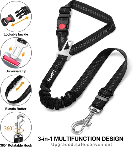 Miniatura 4 de Juego de 3 piezas de cinturón de seguridad retráctil para perro, cinturón de seguridad ajustable para reposacabezas de vehículo, ajustable
