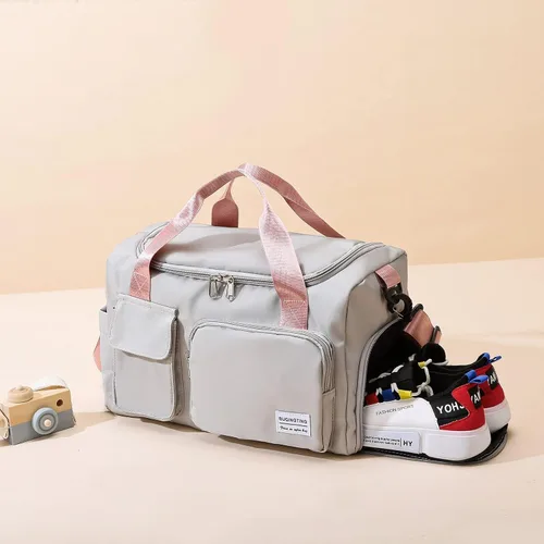 Miniatura 445 de Pequeña bolsa de gimnasio para mujer, bolsa de viaje con compartimento para zapatos