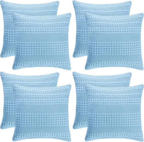 Miniatura 99 de PHF Fundas de almohada con tejido de gofre de 24" x 24", paquete de 2, funda de almohada cuadrada 100% algodón para decoración de ropa de cama, sin