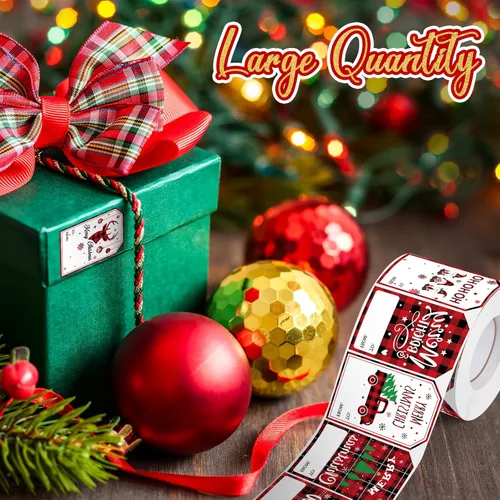 Miniatura 3 de Zonon 720 Piezas Etiquetas Autoadhesivas para Regalos de Navidad Etiquetas de Nombre Kraft de Navidad Pegatinas Kraft Natural de Navidad Etiquetas