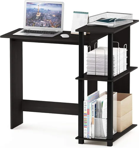 Miniatura 9 de Furinno Abbott - Escritorio esquinero para computadora con estantería, americano/cromado