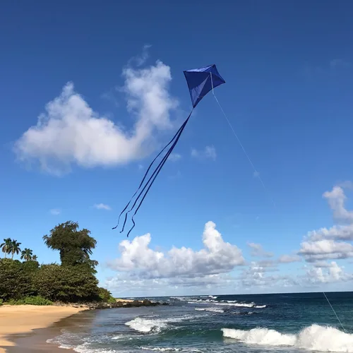 Miniatura 3 de In the Breeze Cometa de diamante de color sólido, 30 pulgadas Azul