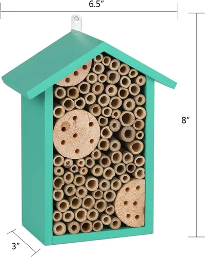 Miniatura 6 de Topadorn Mason Bee House, hotel de abeja al aire libre con tubos de bambú natural, hábitat de polinizador montado en la pared para jardín, patio