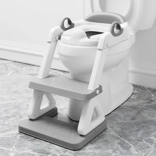 Miniatura 8 de Wiifo - Asiento de entrenamiento para ir al baño con escalera para niños y niños pequeños, escalera resistente para orinal con cojín acolchado suave