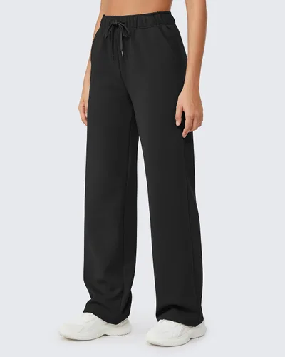 Miniatura 3 de G4Free Fleece Lined Pants Women Wide Leg Sweatpants with Pockets Drawstring Lounge Athletic Track Fall Winter