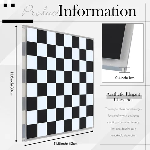 Miniatura 3 de Juego de ajedrez de acrílico VioraWhite, tablero de juego de mesa grande moderno de 11.8 x 11.8 pulgadas para adultos