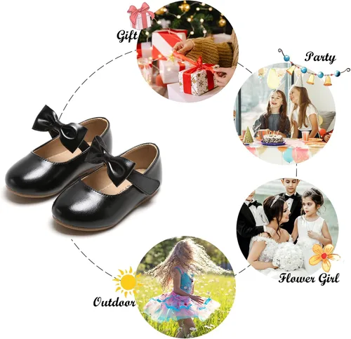 Miniatura 5 de Felix & Flora Zapatos de vestir para niñas pequeñas - Zapatos planos Mary Jane para niñas de flores, zapatos de ballet para fiestas y bodas