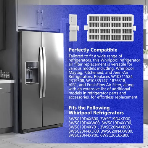 Miniatura 2 de HASMX Filtro de aire de repuesto para refrigerador Frigidaire FGHS2655PF5A FPHB2899PF3 LGHB2867PF5 - Sustituye a los números de pieza: W10311524