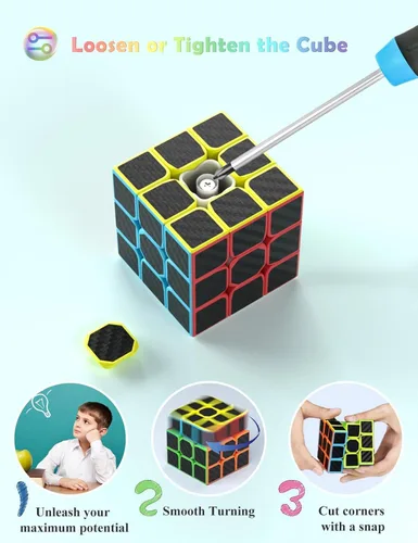 Miniatura 4 de Roxenda Juego de cubos de velocidad, paquete de cubos de velocidad de 2 x 2, 3 x 3, 4 x 4 y cubo piramidal, colección de cubos mágicos suaves