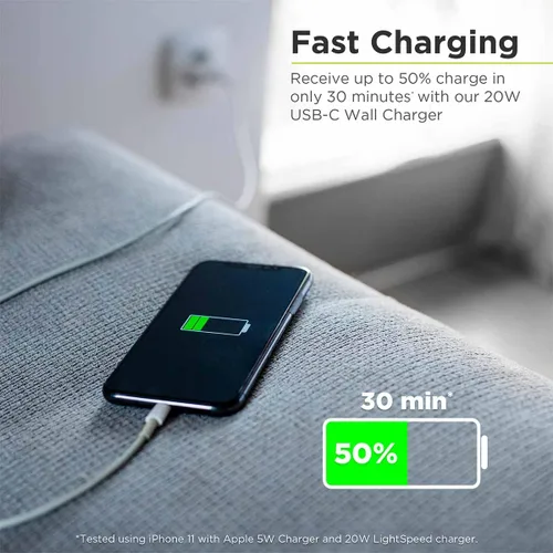 Miniatura 4 de PureGear Cable USB C a Lightning, cable de sincronización de datos certificado MFi de Apple, compatible con entrega de energía y cargadores tipo C