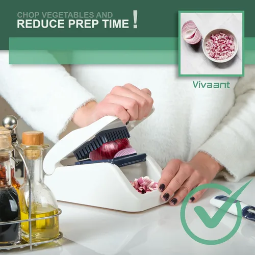 Miniatura 5 de Vivaant Mini dicer compacto - Perfecto para cortar y cortar rápidamente verduras, picador de verduras y cortador con picador manual manual