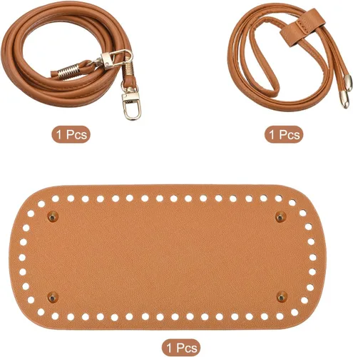 Miniatura 3 de uxcell Juego de mochila de cuero, 3 piezas, kit de fabricación de bolsos de cuero con parte inferior de bolsa, correa para el hombro, cordón